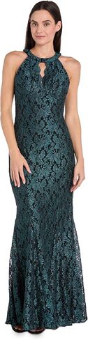 Long Glitter Lace Cocktail Gown W/Scalloped Bodice Detail in Saudi Arabia