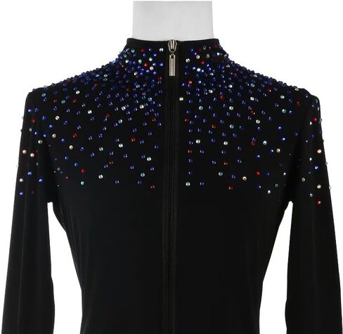 Girl's Ice Figure Skating Training Top with Plush Colored Diamonds Skating Training Clothes in Kuwait