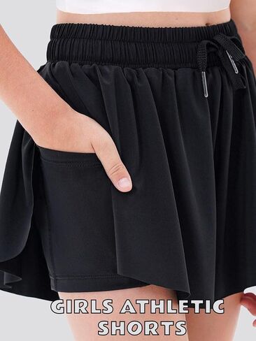 MODERN ASIR 3 Pack Girls Flowy Shorts with Spandex Liner 2-in-1 Youth Butterfly Skirts for Fitness, Running, Sports in Saudi Arabia