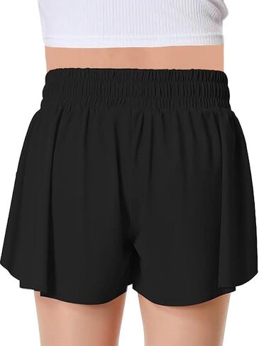 MODERN ASIR 3 Pack Girls Flowy Shorts with Spandex Liner 2-in-1 Youth Butterfly Skirts for Fitness, Running, Sports in Saudi Arabia