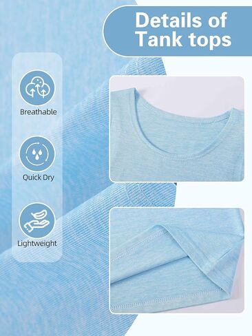 Girls/Kids/Teen Quick Dry Tank Tops Undershirts Moisture Wicking Active Athletic Sleeveless Shirts （Age 5-16Y） in Kuwait