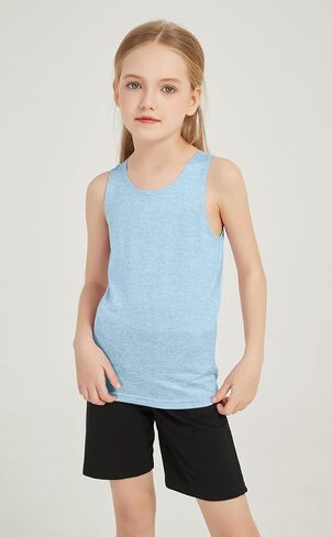 Girls/Kids/Teen Quick Dry Tank Tops Undershirts Moisture Wicking Active Athletic Sleeveless Shirts （Age 5-16Y） in Kuwait