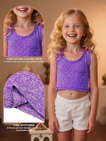 2 Pack Girls Athletic Crop Tank Tops Dry Fit Sleeveless Workout Dance Racerback Tank Tops Performance Top for 5-14Y in Kuwait