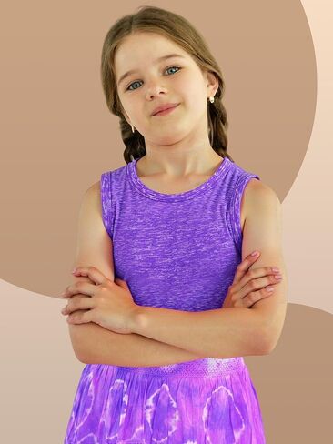 2 Pack Girls Athletic Crop Tank Tops Dry Fit Sleeveless Workout Dance Racerback Tank Tops Performance Top for 5-14Y in Kuwait