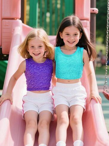 2 Pack Girls Athletic Crop Tank Tops Dry Fit Sleeveless Workout Dance Racerback Tank Tops Performance Top for 5-14Y in Kuwait