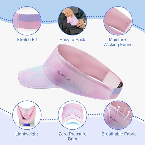 Kids Sun Visor Hats for Girls Boys, Lightweight Cooling Stretchy Visor, Packable Sports Hat for Running, Tennis, Golf in Saudi Arabia