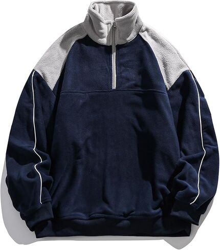 Aelfric Eden Quarter Zip Sweatshirt Mens Oversized Sweatshirts Contrast Color Zipper Fleece Pullover in Saudi Arabia