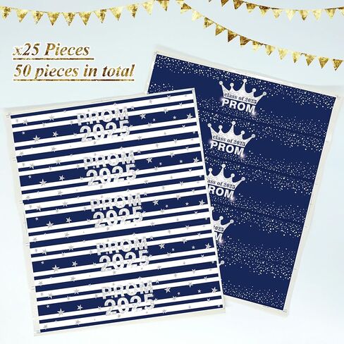50 Pieces Prom Decoration Prom Water Bottle Labels Prom Water Bottle Sticker Labels Graduation Water Bottle Labels Class of 2024 Water Bottle Label Sticker Wrapper Bottle Label for High School in Kuwait
