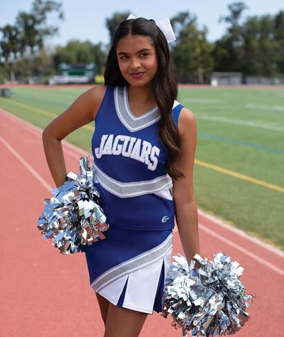 chassé Cheerleading Uniform Skirt for Girls - Blaze Boost, Fitted Asymmetrical Pleat Cheerleader Outfit in Saudi Arabia