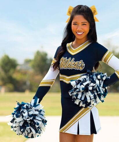 chassé Cheerleading Uniform Skirt for Girls - Blaze Boost, Fitted Asymmetrical Pleat Cheerleader Outfit in Saudi Arabia