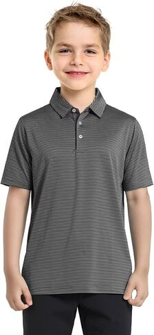 Boys Polo Shirts Short Sleeve Striped Performance Moisture Wicking Dry Fit Golf Shirts for Boys Youth Kids in Saudi Arabia