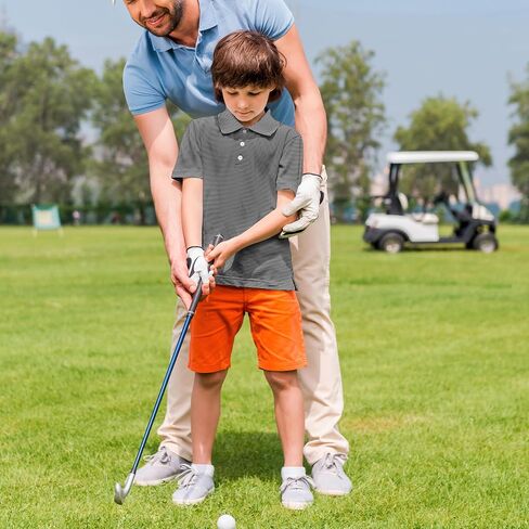Boys Polo Shirts Short Sleeve Striped Performance Moisture Wicking Dry Fit Golf Shirts for Boys Youth Kids in Saudi Arabia