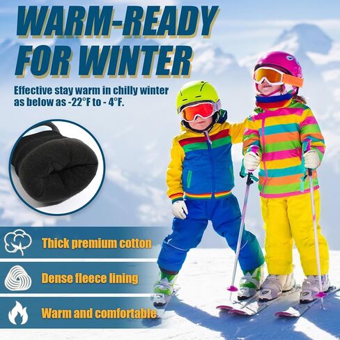 RIGWARL Kids Winter Gloves Waterproof Ski Snow Gloves for Cold Weather Outdoor Sports Snowboard for 6-12 Years Old Boys&Girls(Black) in Saudi Arabia