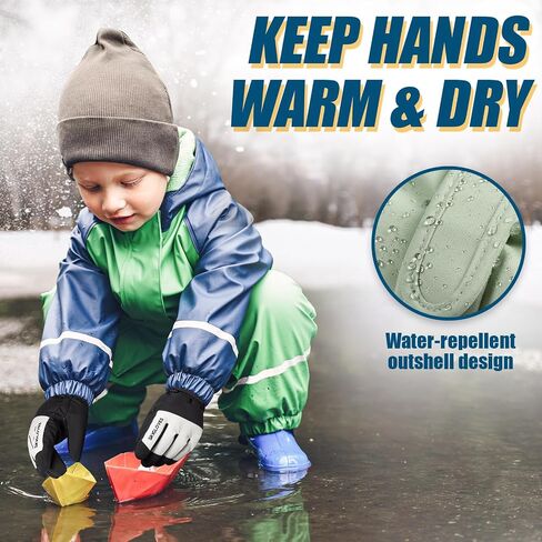 RIGWARL Kids Winter Gloves Waterproof Ski Snow Gloves for Cold Weather Outdoor Sports Snowboard for 6-12 Years Old Boys&Girls(Black) in Saudi Arabia
