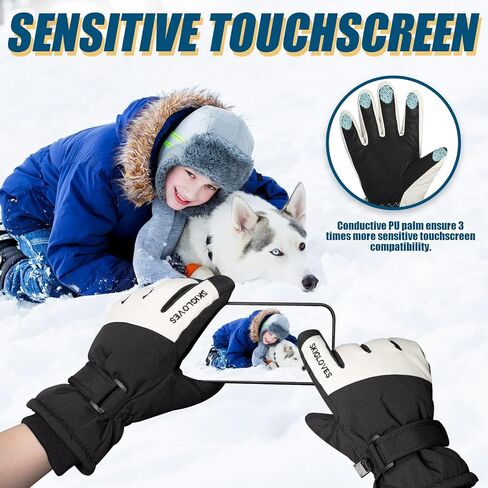 RIGWARL Kids Winter Gloves Waterproof Ski Snow Gloves for Cold Weather Outdoor Sports Snowboard for 6-12 Years Old Boys&Girls(Black) in Saudi Arabia