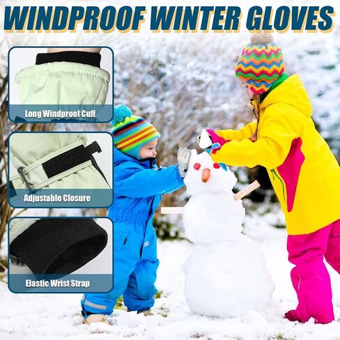 RIGWARL Kids Winter Gloves Waterproof Ski Snow Gloves for Cold Weather Outdoor Sports Snowboard for 6-12 Years Old Boys&Girls(Black) in Saudi Arabia