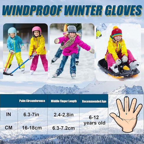 RIGWARL Kids Winter Gloves Waterproof Ski Snow Gloves for Cold Weather Outdoor Sports Snowboard for 6-12 Years Old Boys&Girls(Black) in Saudi Arabia