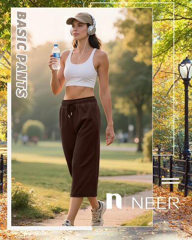 Neer 3 Pack Women's Capri Pants, Drawstring Wide Leg Crop Lounge Sweatpants Summer Yoga Casual Cropped Pants with Pocket in Saudi Arabia