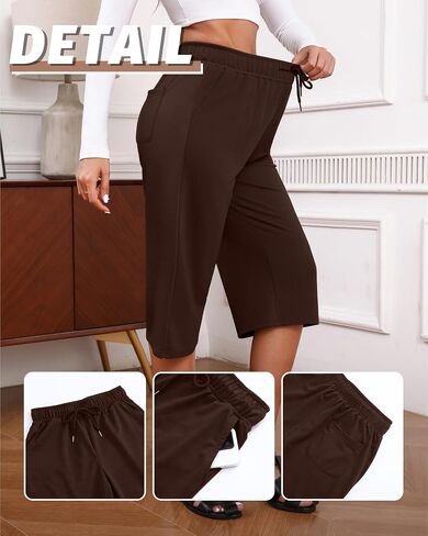 Neer 3 Pack Women's Capri Pants, Drawstring Wide Leg Crop Lounge Sweatpants Summer Yoga Casual Cropped Pants with Pocket in Saudi Arabia