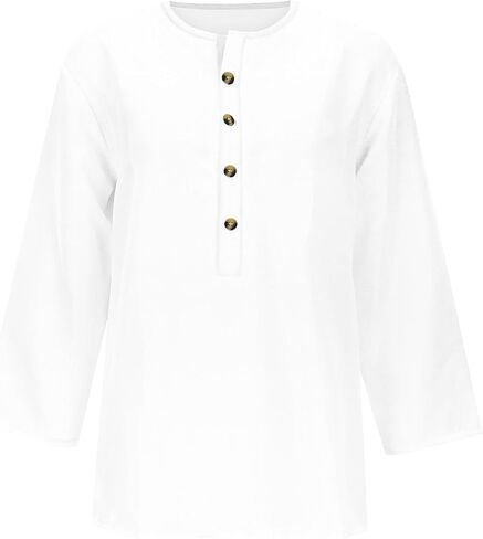 3/4 Sleeve Henley Shirts for Women 3/4 Length Sleeve Womens Tops Button Down Summer Henley Neck T Shirts Blouse Tees in Saudi Arabia