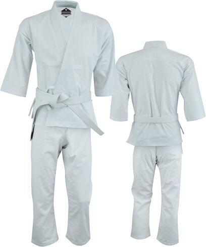Regular Light Weight Karate Open Coat Uniform 8 Oz Cotton Poly White Belt Included in Saudi Arabia