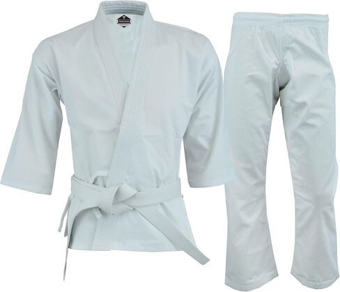Regular Light Weight Karate Open Coat Uniform 8 Oz Cotton Poly White Belt Included in Saudi Arabia