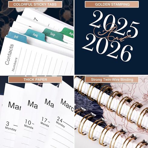 مخطط 2024-2025 - يوليو 2024 - يونيو 2025، 2024-2025 مخطط أسبوعي وشهري، 8 بوصة × 10 بوصة، 2024-2025 مخطط أكاديمي، علامات تبويب، غطاء متين in Kuwait