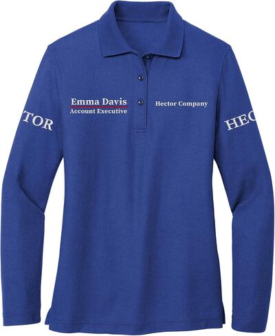 Custom Embroidered Long Sleeve Polo Shirt for Women Personalized Embroidery Text Name in Kuwait