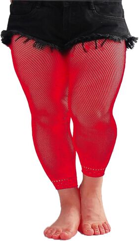 Womens Plus Size Footless Fishnet Tights Stockings High Waisted Net Footless Leggings in Saudi Arabia