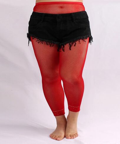 Womens Plus Size Footless Fishnet Tights Stockings High Waisted Net Footless Leggings in Saudi Arabia