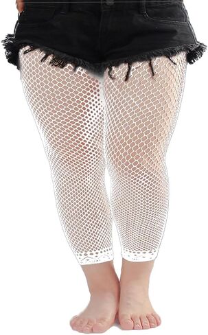 Womens Plus Size Footless Fishnet Tights Stockings High Waisted Net Footless Leggings in Saudi Arabia