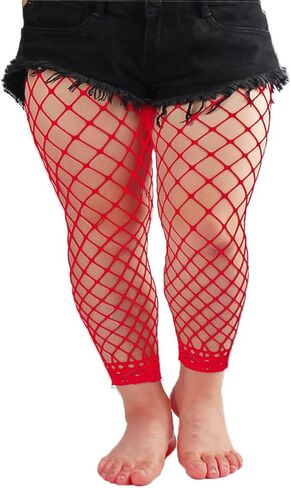Womens Plus Size Footless Fishnet Tights Stockings High Waisted Net Footless Leggings in Saudi Arabia