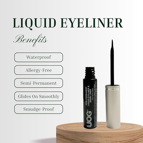 UOG Liquid Eyeliner & الحواجب بطانة-مقاومة للماء ، شبه دائمة ، مقاومة للتلطيف ، تصل إلى 7 أيام ، خالية من الحساسية مع نصيحة نحيلة دقيقة. 5.0 مل/0.18 فلوريدا أوقية (أسود ، 1 جهاز كمبيوتر) in Kuwait