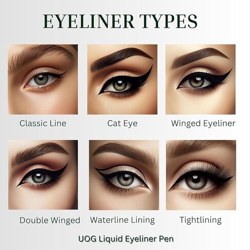 UOG Liquid Eyeliner & الحواجب بطانة-مقاومة للماء ، شبه دائمة ، مقاومة للتلطيف ، تصل إلى 7 أيام ، خالية من الحساسية مع نصيحة نحيلة دقيقة. 5.0 مل/0.18 فلوريدا أوقية (أسود ، 1 جهاز كمبيوتر) in Kuwait