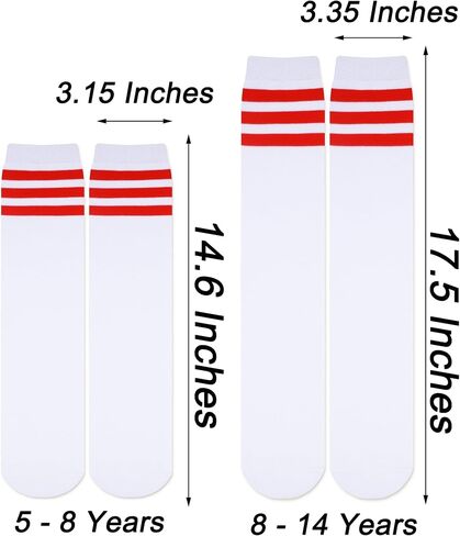 Pareberry Boys Girls Over the Calf Striped Tube Socks Cotton Soft Retro Athletics No Heel Socks for Kids 5-14 Years in Saudi Arabia
