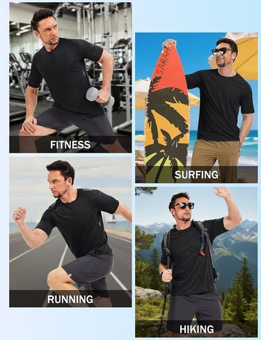 Magcomsen Mens Rash Guard Short Sleeve Upf 50+ Sun UV Dry Dry Terts Workout Swim Running T-Shirt in Saudi Arabia