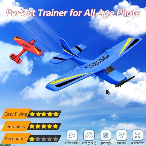 HAWK'S WORK 4 Channel RC Plane, Remote Control Airplane Cessna Ready to Fly, Brushless Motor 6-axis Gyro Stabilizer 3 Flight Mode Stunt Flying, Easy Trainer for Beginner & Kid in Kuwait