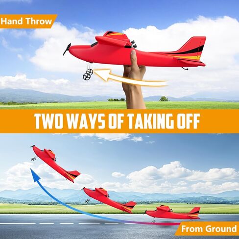 HAWK'S WORK 4 Channel RC Plane, Remote Control Airplane Cessna Ready to Fly, Brushless Motor 6-axis Gyro Stabilizer 3 Flight Mode Stunt Flying, Easy Trainer for Beginner & Kid in Kuwait