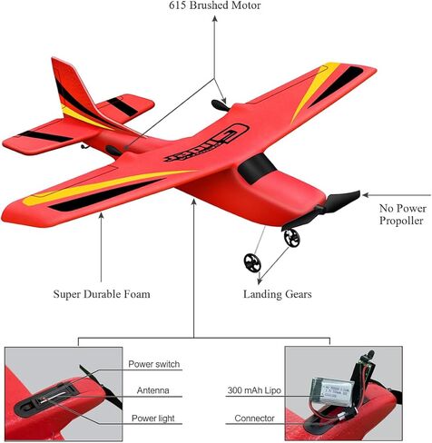 HAWK'S WORK 4 Channel RC Plane, Remote Control Airplane Cessna Ready to Fly, Brushless Motor 6-axis Gyro Stabilizer 3 Flight Mode Stunt Flying, Easy Trainer for Beginner & Kid in Kuwait