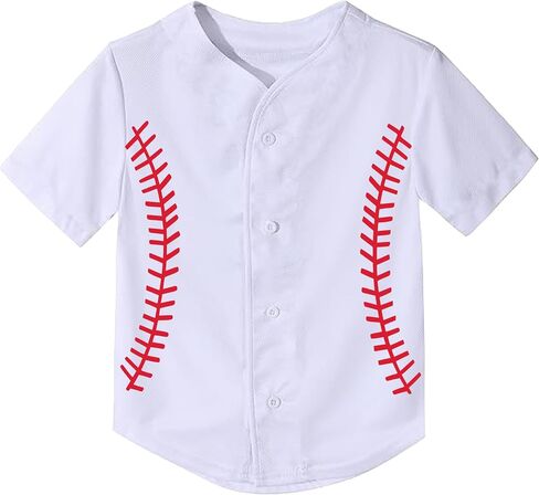 Kids Baseball Jersey Softball Graphic Button Shirt Baseball Outfit for Boys Girls Casual Short Sleeve Tops in Saudi Arabia