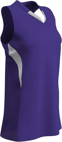 CHAMPRO Decoy Softball V-Neck Racer Back, Girls' Small, Purple,White in Saudi Arabia