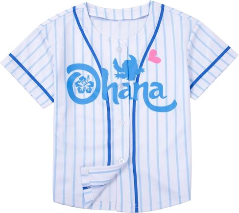 Yawtaut Baseball Jersey for Toddler Girl Boy Hawaiian Shirt Game Day Short Sleeve Button Down Shirts Ohana Tee Tops in Kuwait