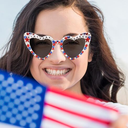 4th of July Outfits for Women Men Sunglasses, Red White and Blue Glasses Patriotic Forth of July Decorations in Saudi Arabia