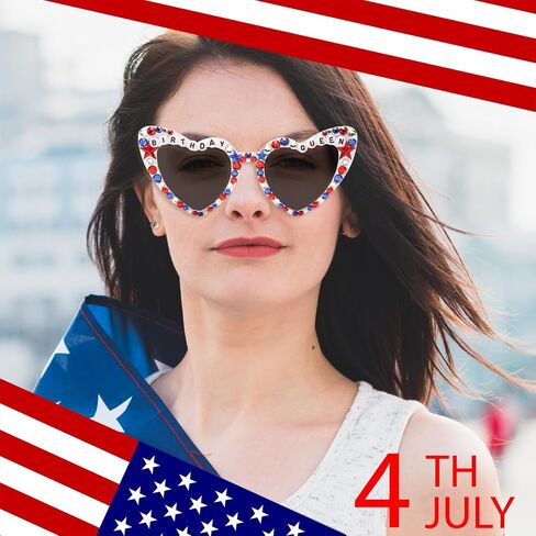 4th of July Outfits for Women Men Sunglasses, Red White and Blue Glasses Patriotic Forth of July Decorations in Saudi Arabia