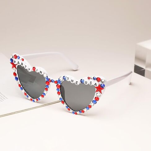 4th of July Outfits for Women Men Sunglasses, Red White and Blue Glasses Patriotic Forth of July Decorations in Saudi Arabia