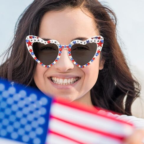 4th of July Outfits for Women Men Sunglasses, Red White and Blue Glasses Patriotic Forth of July Decorations in Saudi Arabia