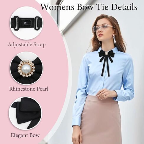 Black Bow Tie for Women, Ribbon Bow Ties Adjustable Pre-Tied Necktie For Women Girls Shirt Uniform Blouse Suit Vest in Saudi Arabia