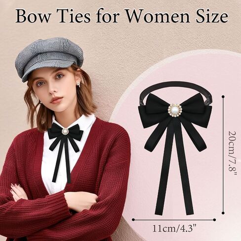 Black Bow Tie for Women, Ribbon Bow Ties Adjustable Pre-Tied Necktie For Women Girls Shirt Uniform Blouse Suit Vest in Saudi Arabia