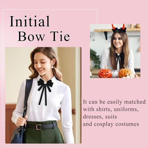 Black Bow Tie for Women, Ribbon Bow Ties Adjustable Pre-Tied Necktie For Women Girls Shirt Uniform Blouse Suit Vest in Saudi Arabia