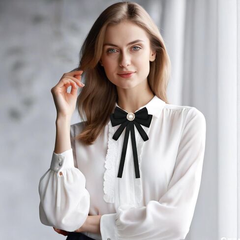 Black Bow Tie for Women, Ribbon Bow Ties Adjustable Pre-Tied Necktie For Women Girls Shirt Uniform Blouse Suit Vest in Saudi Arabia